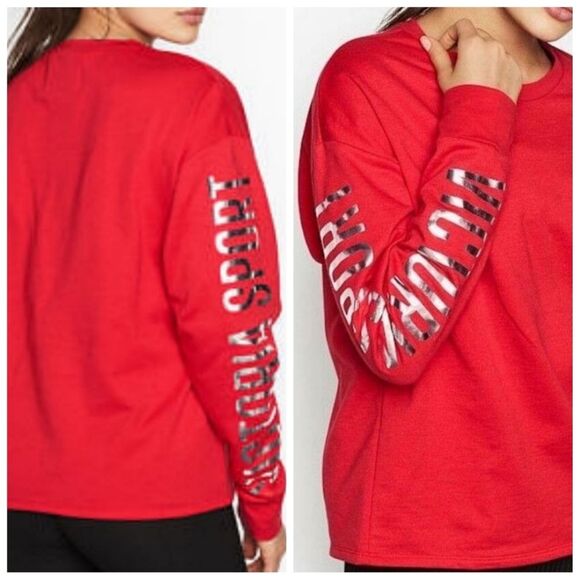 Victoria's Secret Sport|Red Logo Crewneck Long Sleeve Sweatshirt, SMALL - Picture 3 of 9